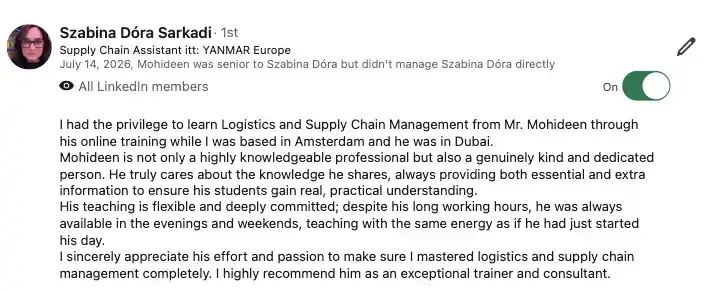Logistic & Supply Chain Management Training in UAE for supervisors and frontline team leaders